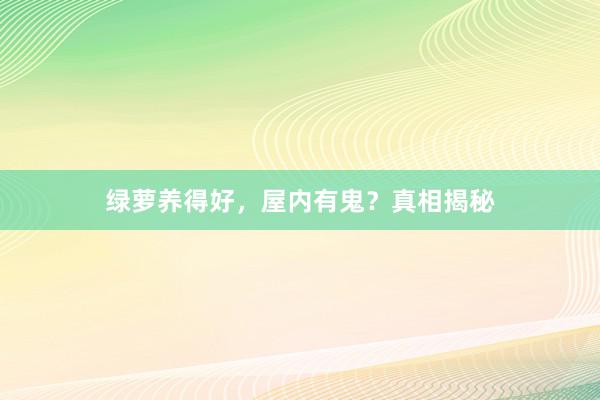 绿萝养得好，屋内有鬼？真相揭秘